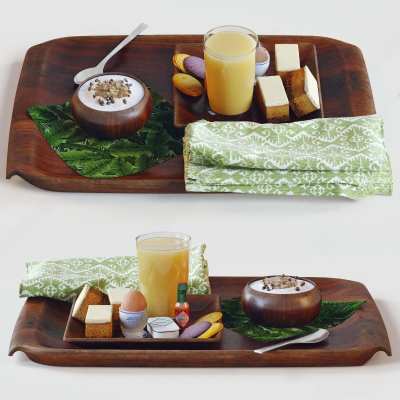 现代早餐食物饮料组合3D模型下载